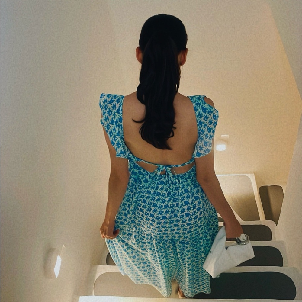 Lush Blue and White Floral Dress - Picture 4 of 4